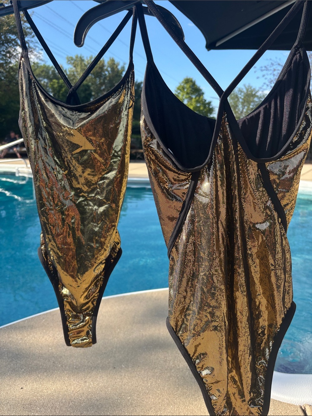 VGUVC VTG GOLD on Black Metallic SPEEDO Swimsuit Sz8 or Sz12